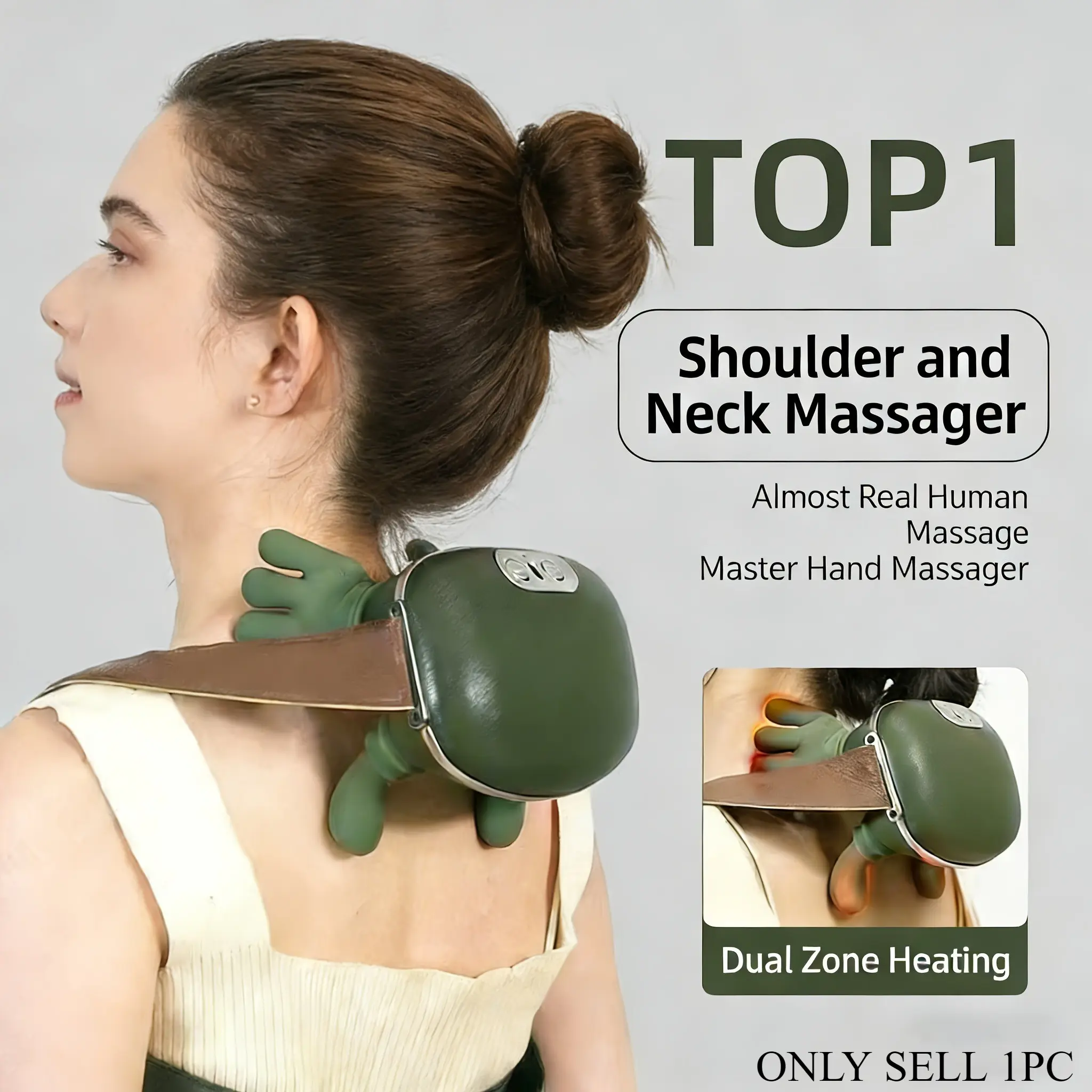 Portable Electric Neck Massager, Hand Simulation Design, Deep Tissue 4D Massage, USB Powered, Lightweight Medium Firmness