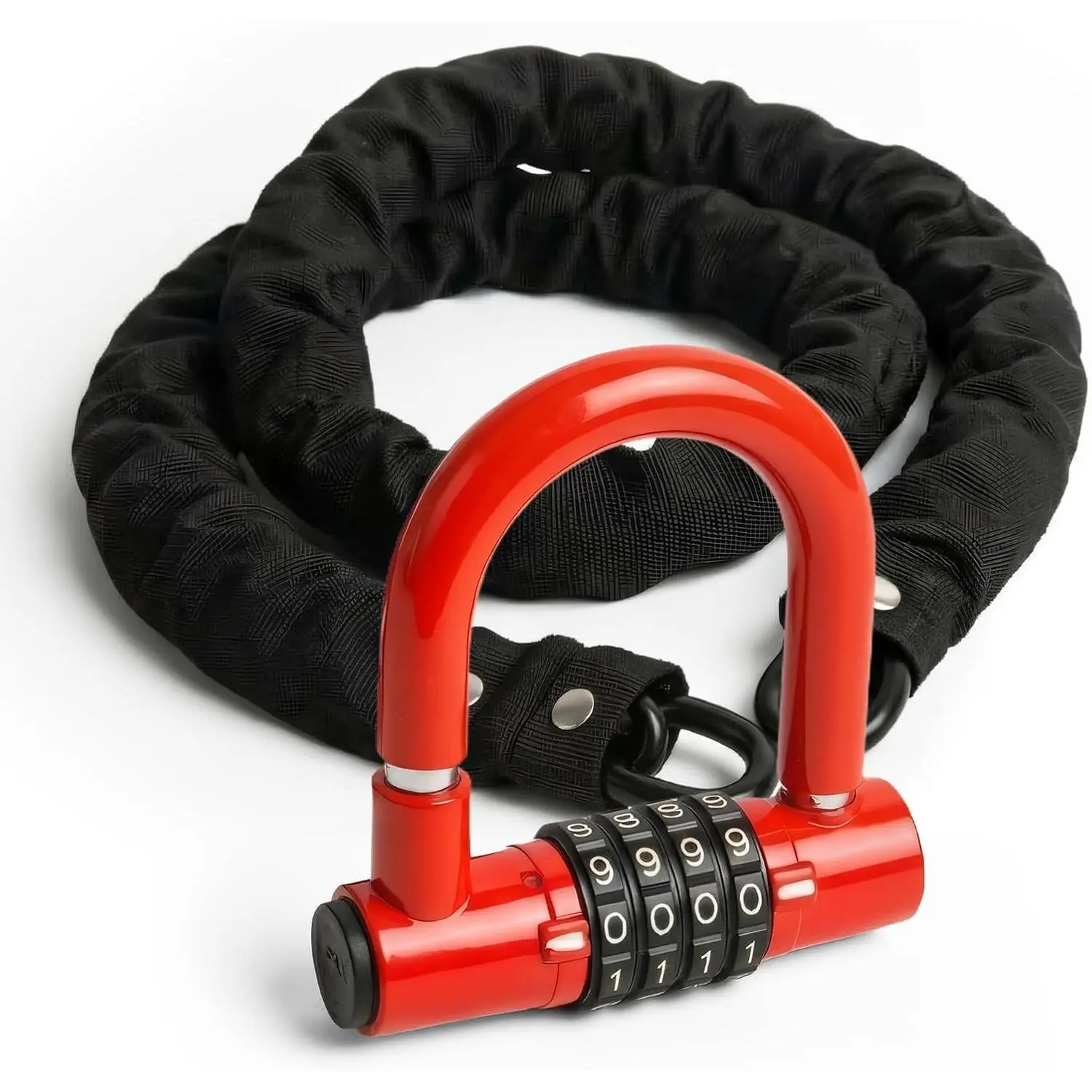 4 Digit Combination Bike Chain Lock Mini Anti-Theft U Bicycle Lock, 3.3FT x 8mm Security Steel Chain Lock for Electric Bike, Scooter, Motorcycle