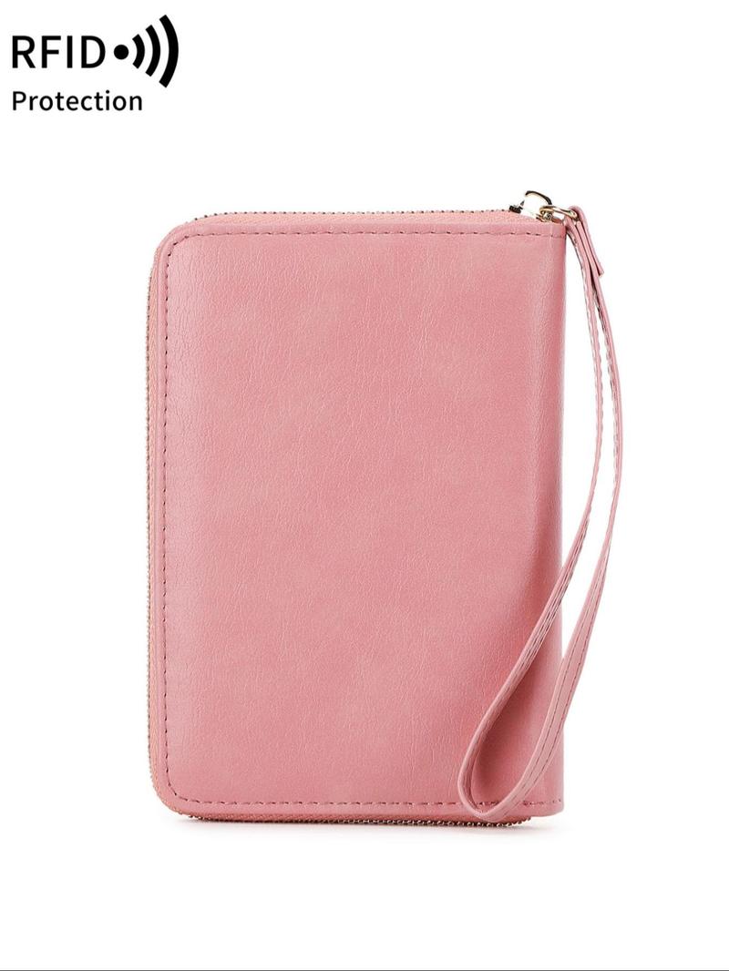 Solid Color Passport Case, Passport Wallet, Multi-functional Zipper Travel Card Holder, RFID Blocking Card Holder, Fashion Travel Accessories, Travel Essentials