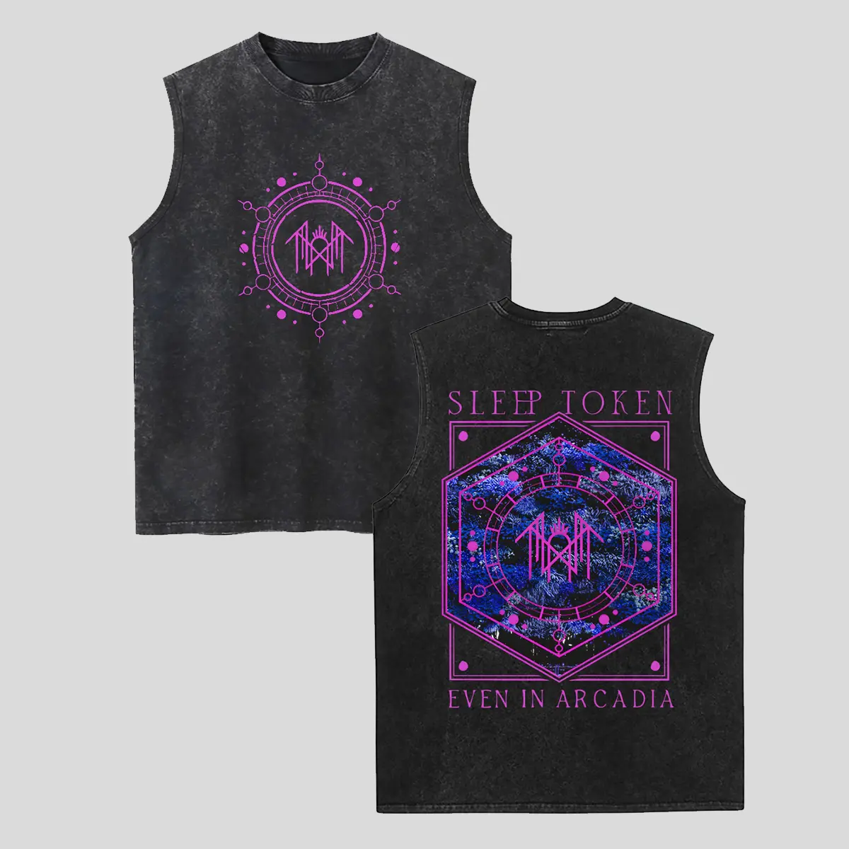 Unisex Sleep Token Astrological Magic Star Sigil Graphic Washed Vest Personalized Pattern Y2k Clothing Round Neck Washed Vest,Women's Clothing 100% Cotton, Menswear, Top, Vintage Style,Summer Casual Oversized