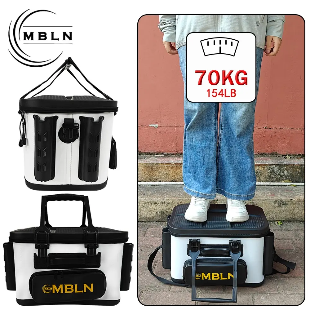 Mbln 30L Fishing Bucket, Seatable Live Fish Tank, Lure Storage Box, Multi-Use Fishing Gear, Thick Lure Organizer, Sea Trout Fishing