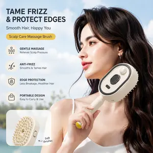 Electric Scalp Massager Comb with Soft Bristles, Edge Protection, Portable Hair Care Brush for Shower, Home Salon Use, Suitable for All Hair Types