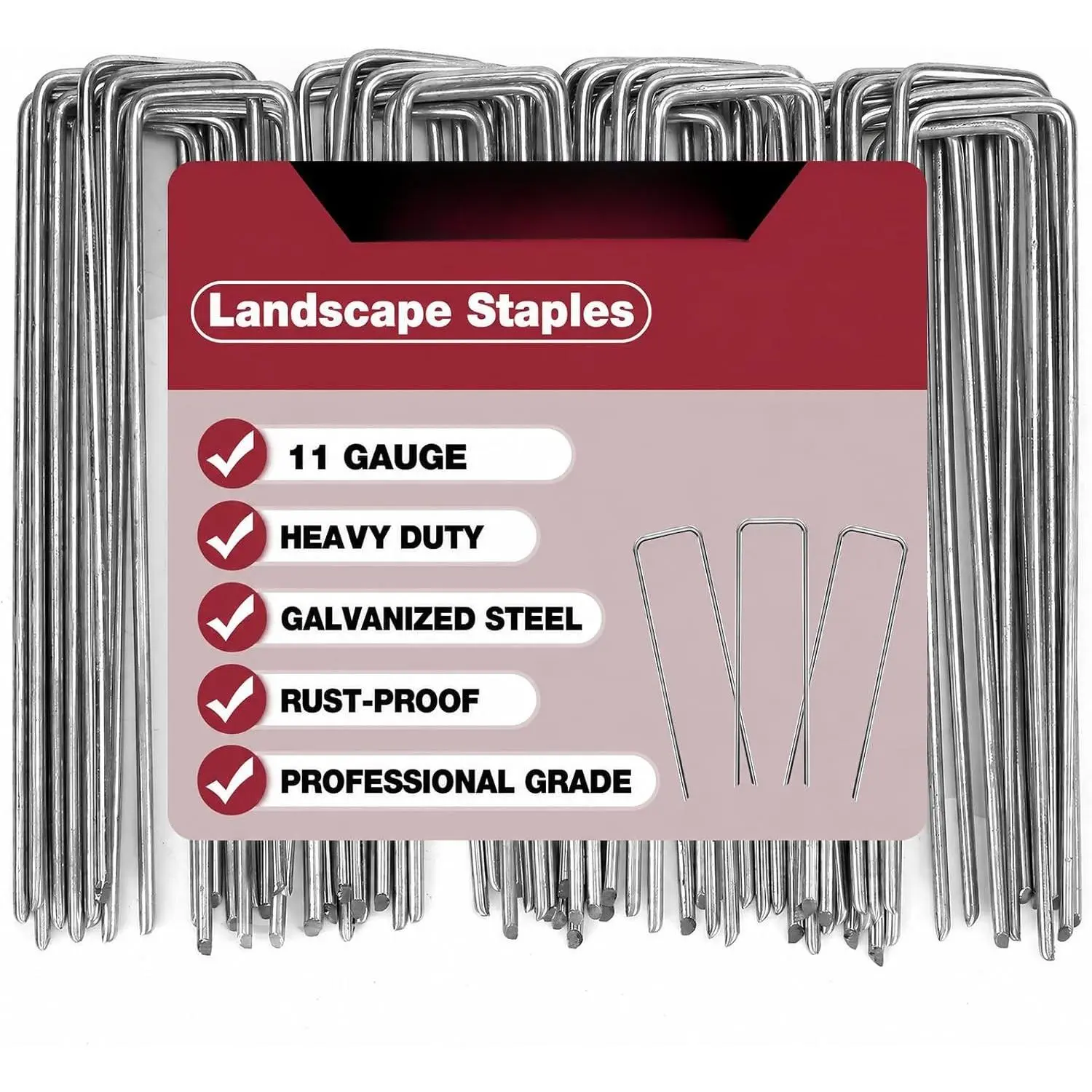 12 Inch Galvanized Garden Landscape , 20/50/100/200Pcs Garden Metal Stakes, 11 Gauge Heavy Duty Ground Stakes for Decoration, Fence and Lawn Use, Fabric Pins