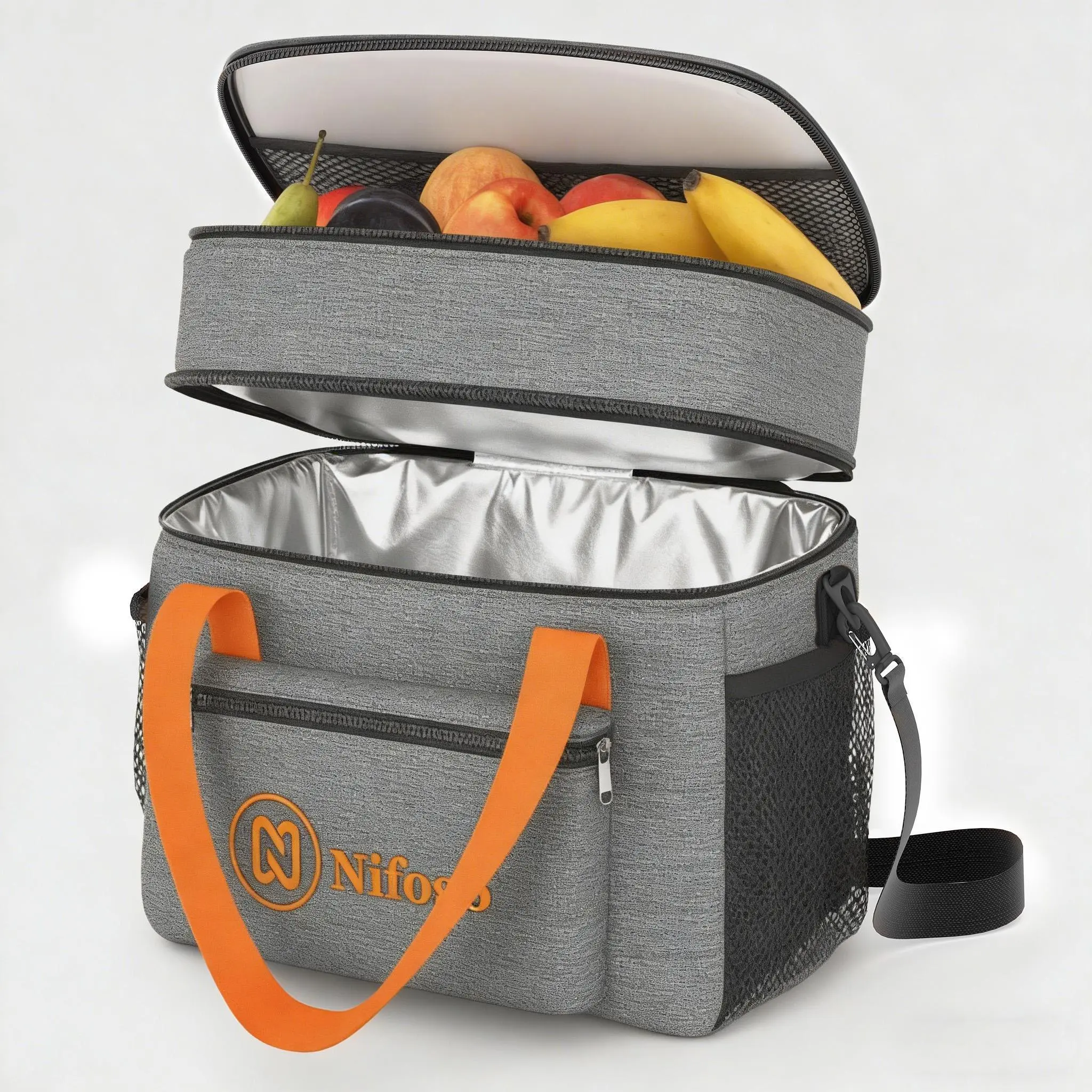 15L Double Deck Oxford Lunch Bag for Men & Women, High-Capacity Insulated Cooler Tote, Leakproof for Lunch at Work, Picnics & Travel, Camping, Soft Cooler Tote, 12L-Black, Back To School Haul