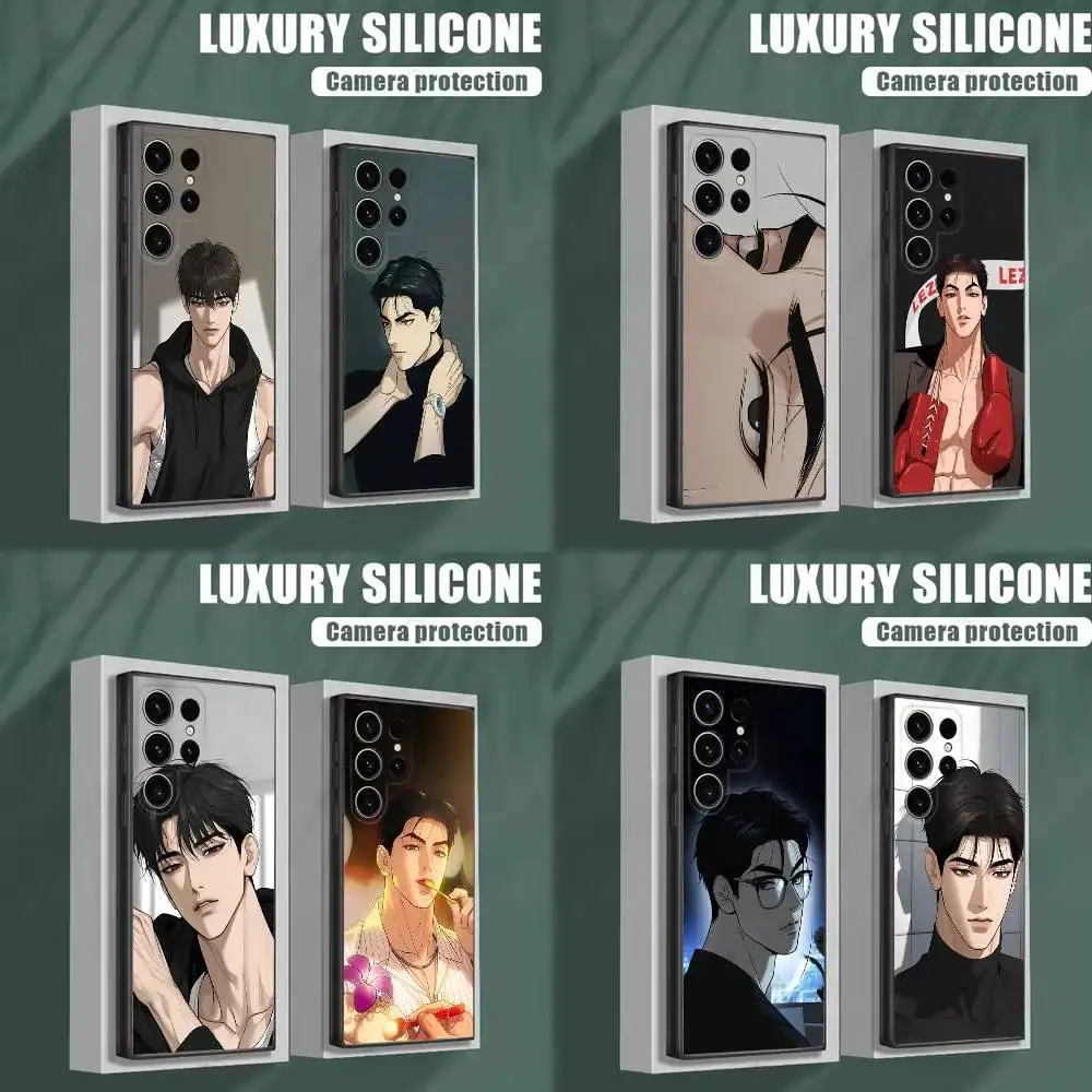 Joo Jaekyung Jinx Portable Handheld Cellphone Case, Soft Silicone Black Protection Cover For Samsung Galaxy S20-S25 Ultra, Plus, FE, Lite Devices