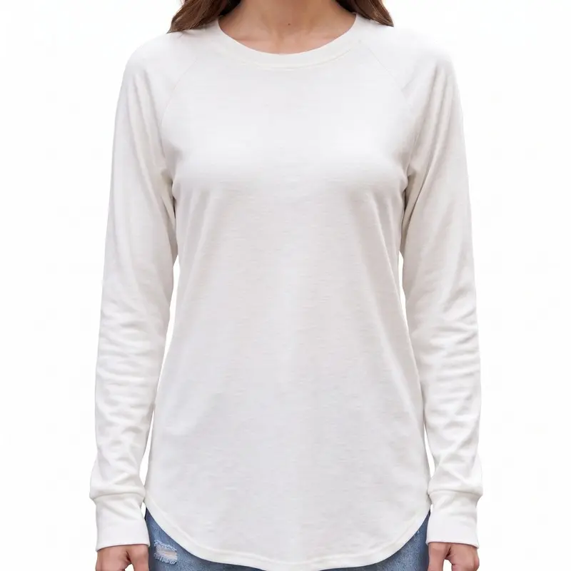 Women's Crew Neck Long Sleeve Top with Raglan Sleeves for Daily Styling and Winter Outfits