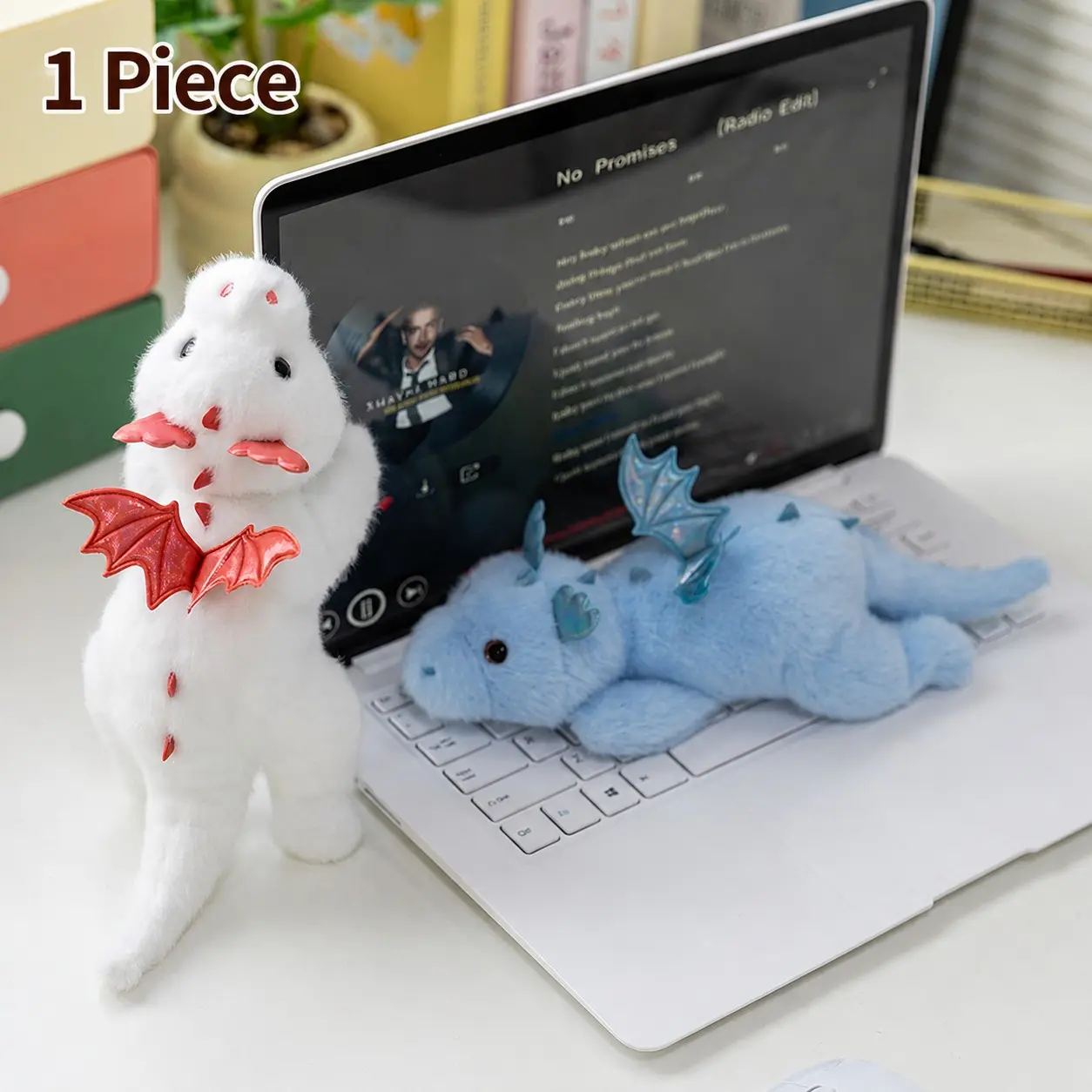 Cute Mini Dragon Plush Toy, Soft Macaron Color Dragon Doll, Shiny Winged Ornament, Perfect for Bedroom and Office Decor