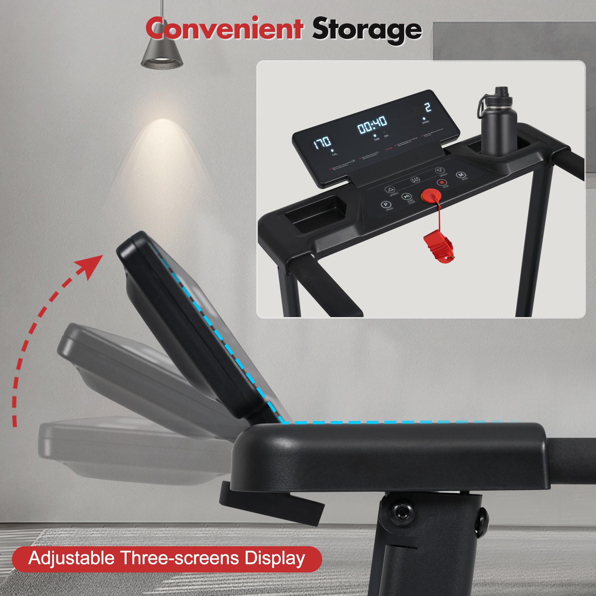 3.0HP Foldable Treadmill with 8% Incline, 40.94x14.17 Inch Anti-Slip Running Belt, Double Shock Absorption, 1–8 MPH Speed, 12 Preset Programs, 265LBS Capacity, Quiet Home Office Fitness Running Machine 3.0HP Foldable Treadmill with 8% Incline, 40.94x14.17 Inch Anti-Slip Running Belt, Double Shock Absorption, 1–8 MPH Speed, 12 Preset Programs, 265LBS Capacity, Quiet Home Office Fitness Running Machine