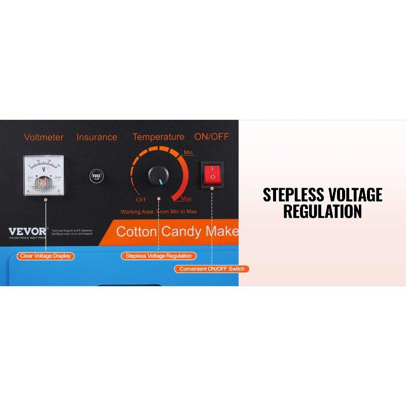 VEVOR Electric Cotton Candy Machine with Cart, 1000W Commercial Candy Floss Maker with Stainless Steel Bowl, Sugar Scoop and Drawer, Perfect for Home, Kids Birthday, Family Party, Blue