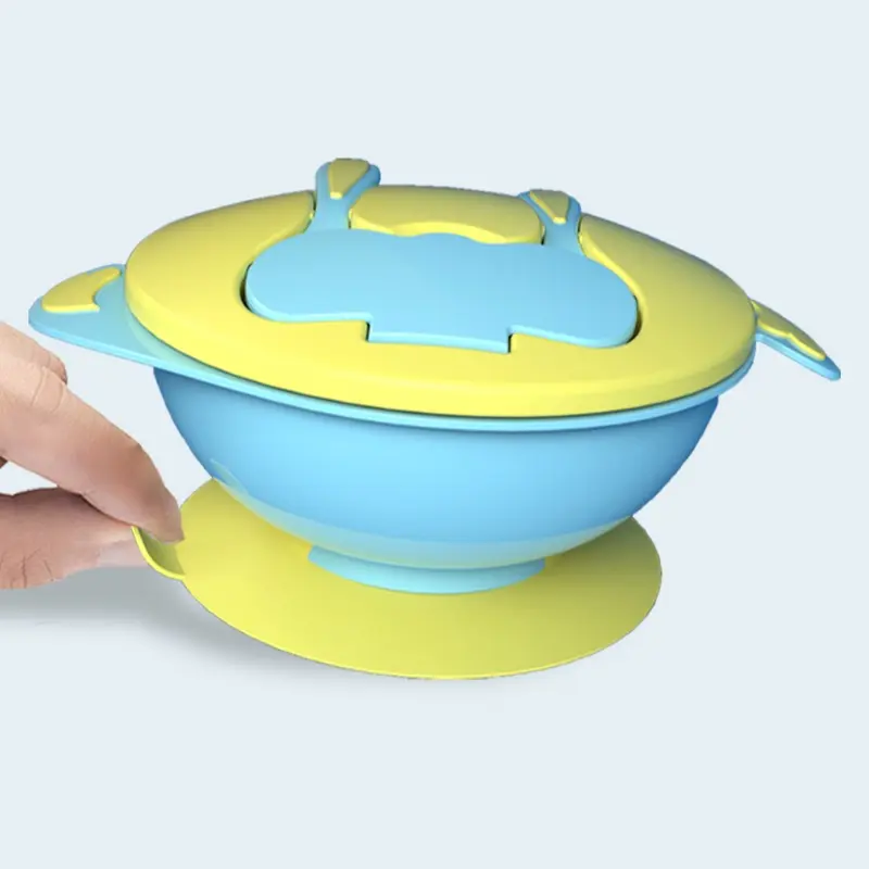 Baby Suction Bowl Set, 3-In-1 Detachable Compartment Tray with Silicone Base, BPA-Free PP Material, Microwave & Dishwasher Safe, Essential for Baby Self-Feeding, Feeding Aid