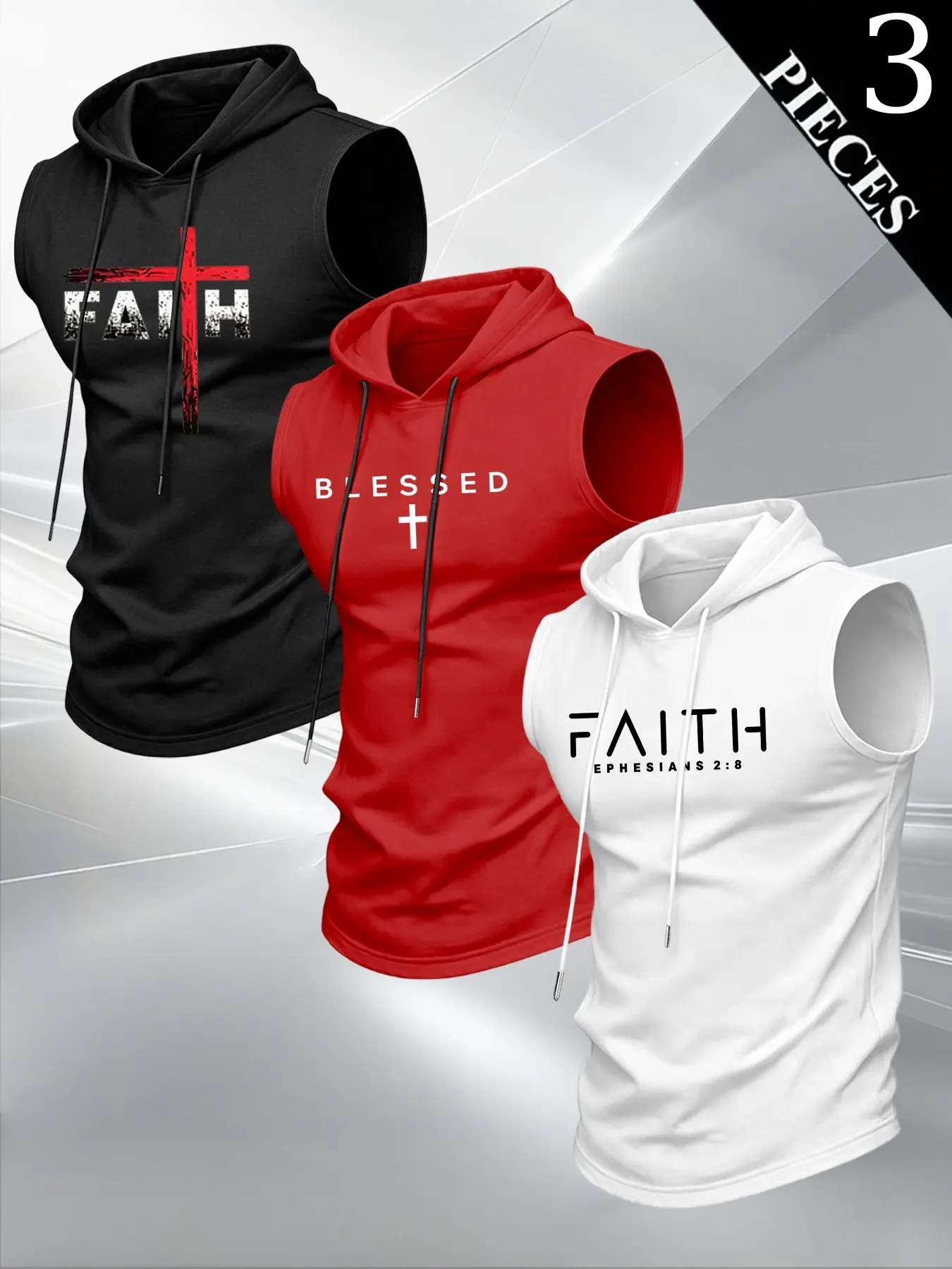 Men's Letter Cross Pattern Print Round Neck Activewear Sleeveless T-Shirt, Casual Comfort Hooded Vest, Summer Fitness, Outdoor Sports, Daily Wear