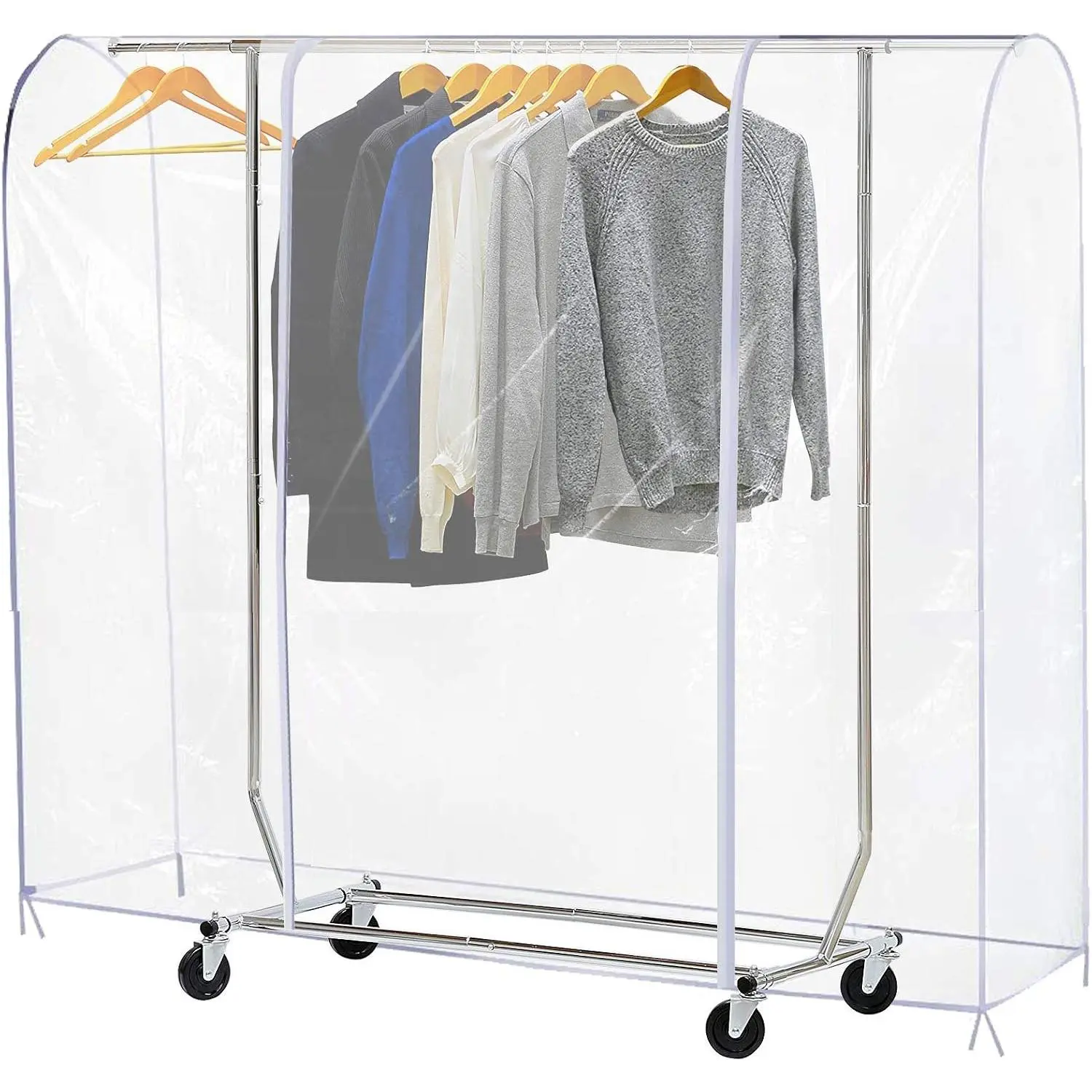 Clear Garment Rack Cover for Clothes Rack Cover with 2 Durable Zipper/Clothing ,  Protector (S:.2x20x60 inch)