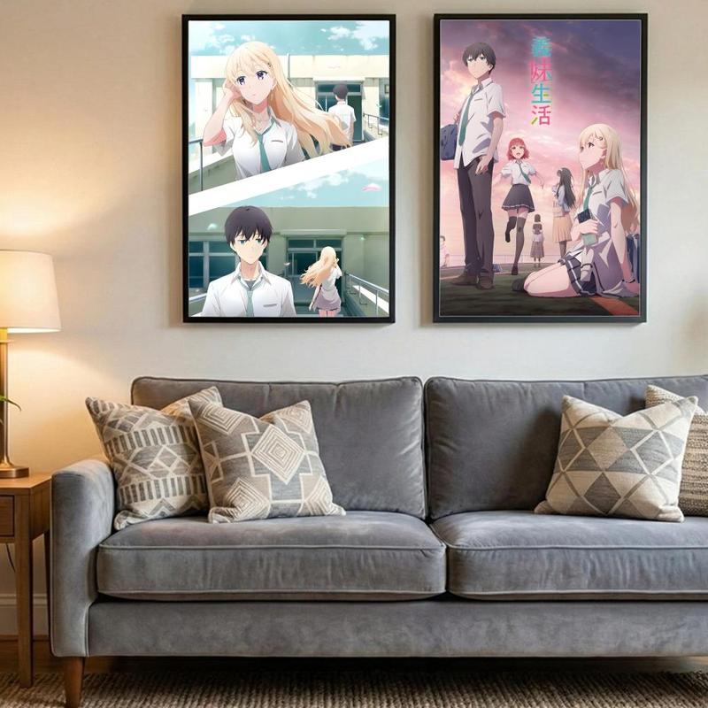 Fashion GGimai Seikatsuing Poster HD Heavy-Duty Self-Stick Waterproof Wall Decor Tool-Free Install Durable & Reusable Conceals Wall Flaws Elevates Home Style Perfect for Living Room Bathroom & Kitchen Easy Apply & Remove