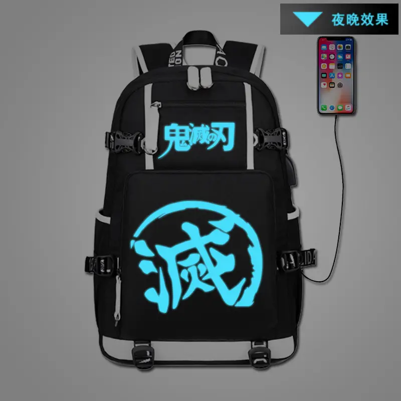 Demon Slayer Tanjiro & Nezuko Glow-in-Dark Anti-Theft Cowhide Unisex Backpack - Chic, Cute, Large Capacity with Built-in Organizer, Athletic, Cold Wash Compatible for Kids' Back to School Hauls