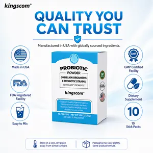 Kingscom Probiotics Stick Packs, 30 Billion CFUs Multi-Strain Probiotic Blend, Daily Gut Health & Digestive Wellness Support, 1 Stick Daily, 10 Count first 3-in-1 pre