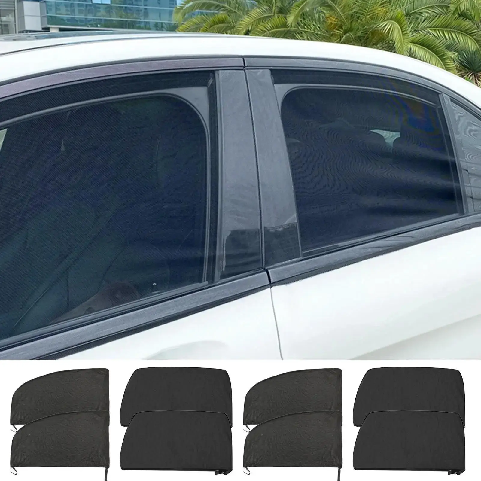 2pcs Front Rear Window Car Side Window Sun Screen Automotive Privacy Protection Mesh Netting For Off-Road Vehicles SUVs Sedans