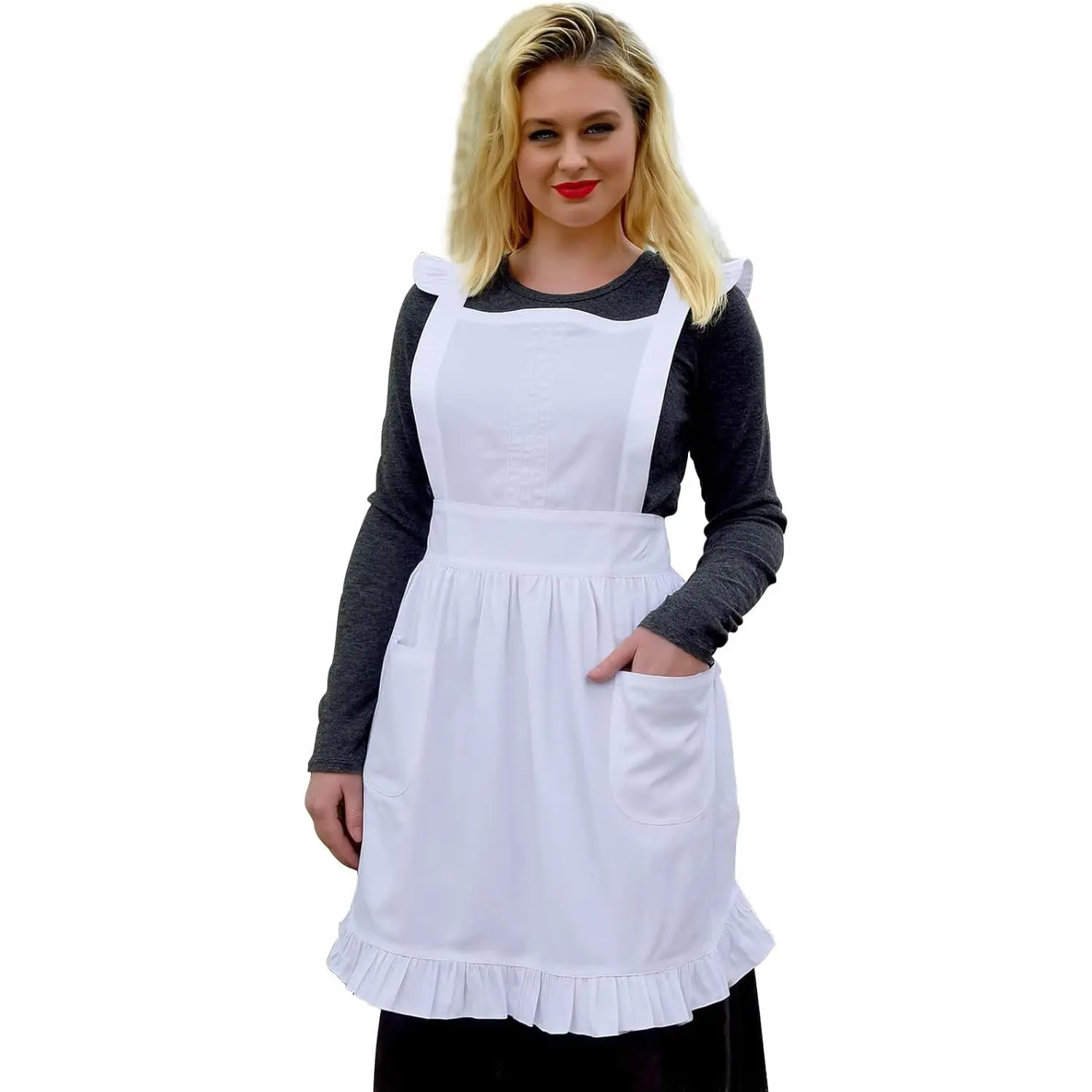 Ruffle Apron, - Adjustable Straps, 23 x 27 inches