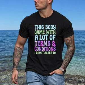Fibromyalgia Awareness This Body Came with A Lot Of Terms Graphic T-Shirt - Regular Fit, trendy t-shirts, graphic tees, graphic tees for men Short Sleeve, Vibrant Cartoon
