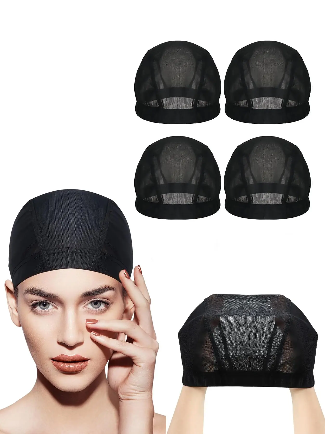 Mesh Wig Cap 4 Pcs Wig Caps for Women, Stretchable Nylon Net Dome Cap, Ideal for Daily Use, Cosplay, Parties, Halloween