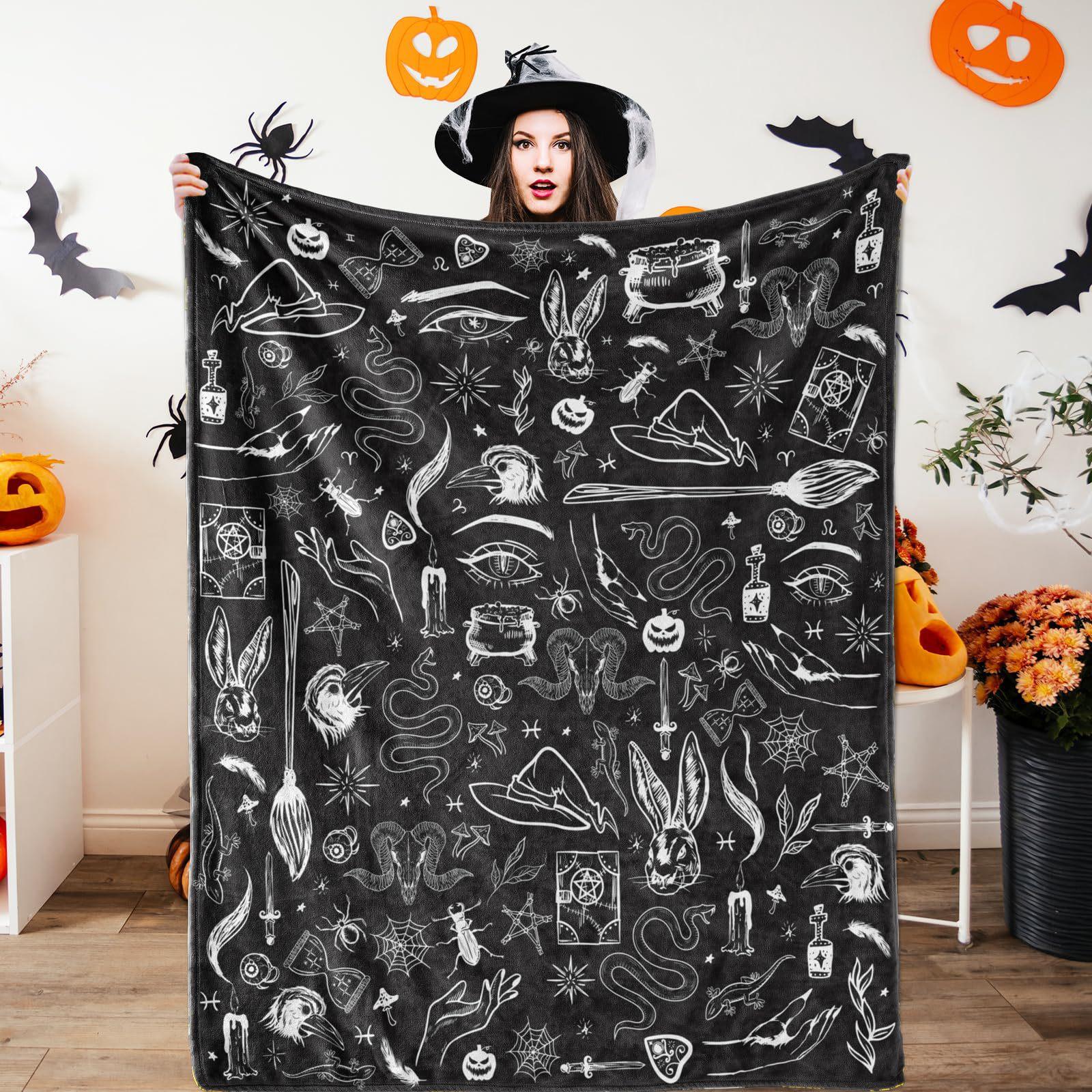 Witch magic pattern Printed Blanket for Sofa Bed Travel Camping Living Room Office Conditioning Blanket for All Seasons Gifts