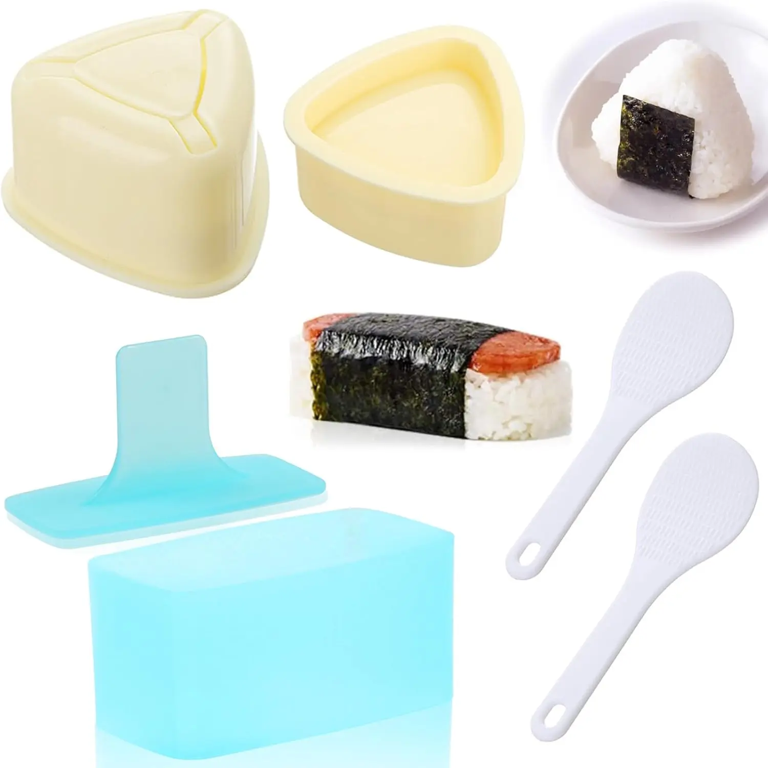 Onigiri Mold, 2 Pack Rice Ball Mold, Triangle Sushi Maker Press (Large & Small), Non Stick Sushi Rice Making Kit