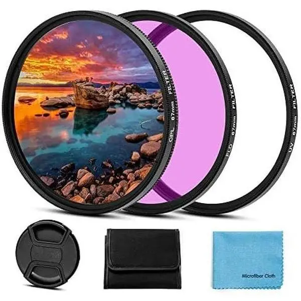 67mm Filter Kit Universal UV CPL FLD Filter Set with UV Protection, Circular Polarizing, Fluorescent Filter and Lens Cap Replacement for Canon, Nikon, Sony, Pentax, Olympus, Fuji Camera