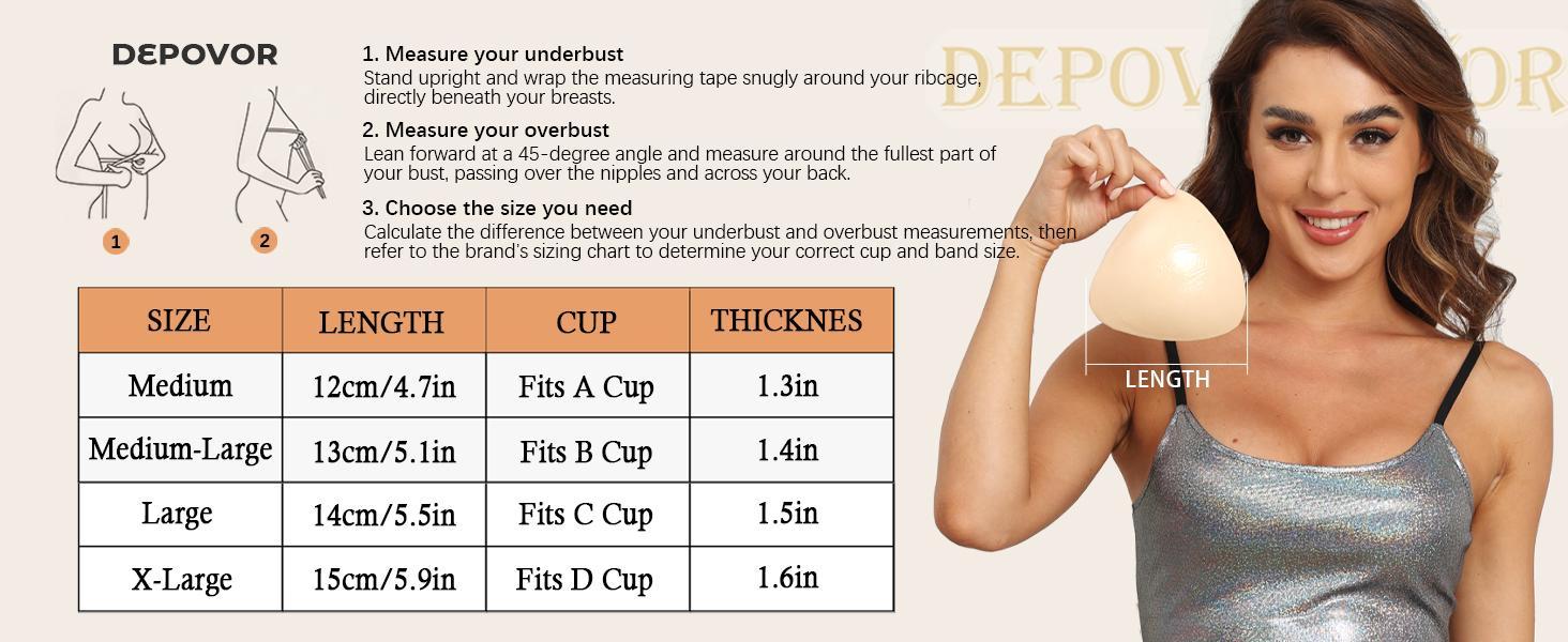 DEPOVOR Ultra Boost Inserts Double-Sided Adhesive Pads Sticky Bikini Padding Inserts for Sports Bra Swimsuit