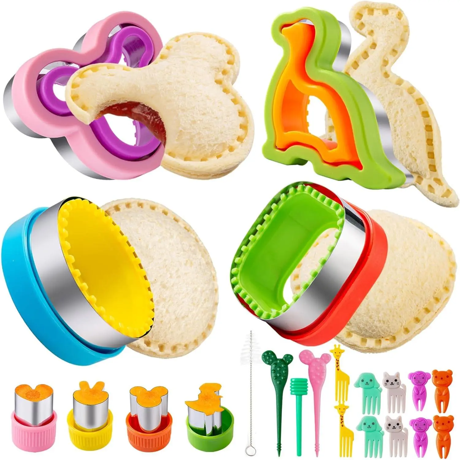 Stainless Steel Shapes Cutter Cookie Mold DIY Bread Pancake Biscuit Vegetable Cutter Set Baking Tools Kitchen Gift Double Layer Sandwich Sealer Maker 22Pcs