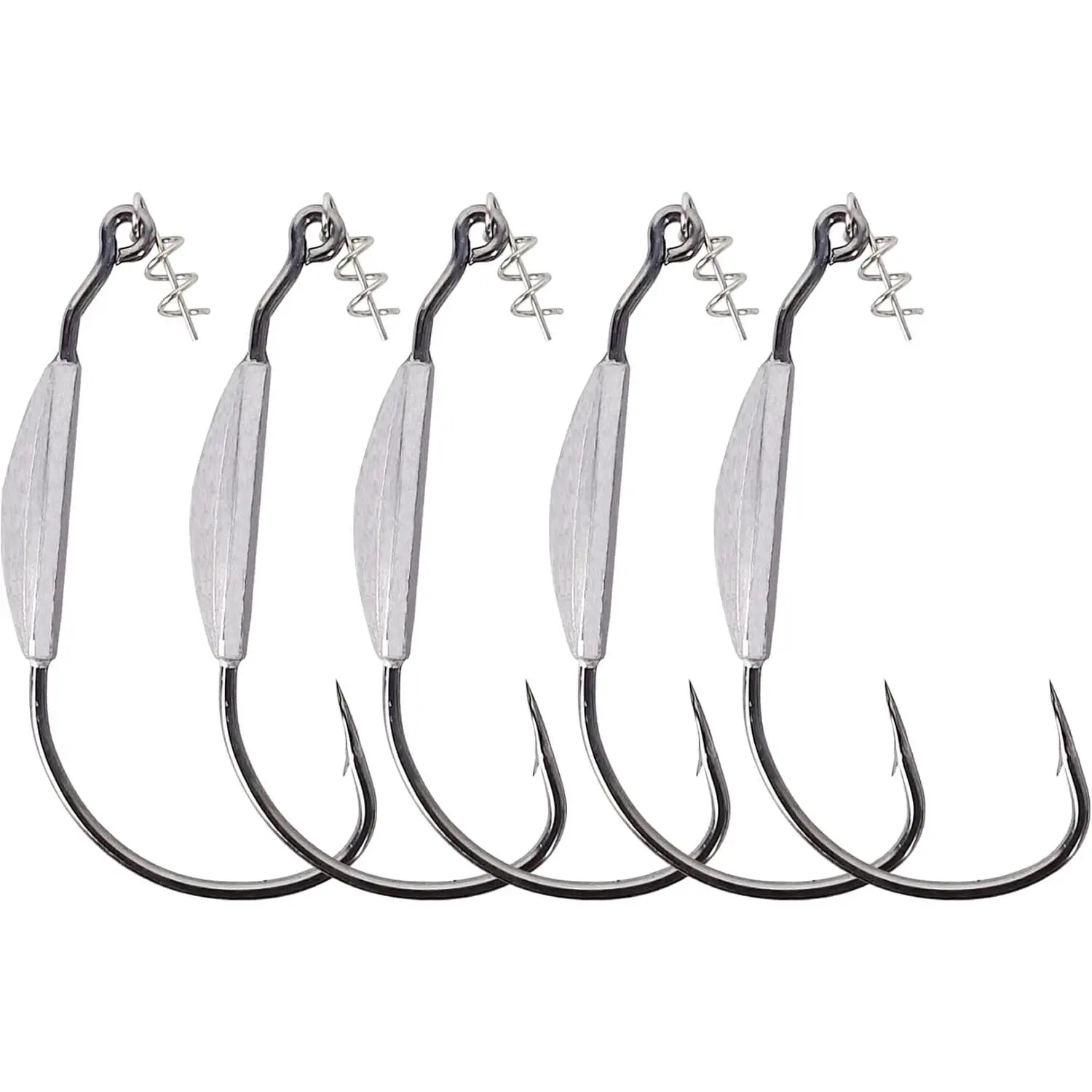 3/0 4/0 5/0 Weighted Swimbait Hooks, Weedless Weighted Hooks with Twistlock for Bass Fishing 5 Pack