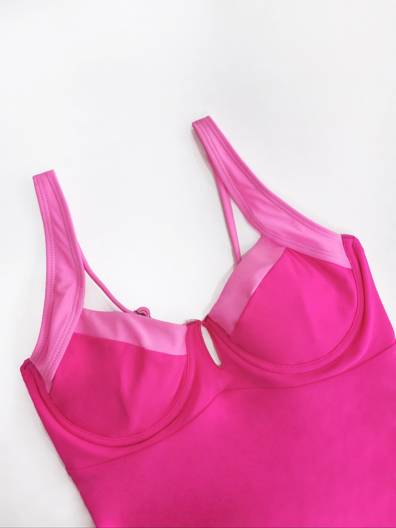 Women's Colorblock One-piece Swimsuit, Casual Sleeveless Swimwear for Summer, Ladies Swimsuit for Beach Holiday Vacation, Summer Swimsuits