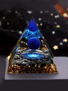 1pc Lapis Lazuli Bead Pyramid Decor, DIY Home Decoration, Living Room Balcony Ornament, Meditation Gift, Halloween Christmas Accessory