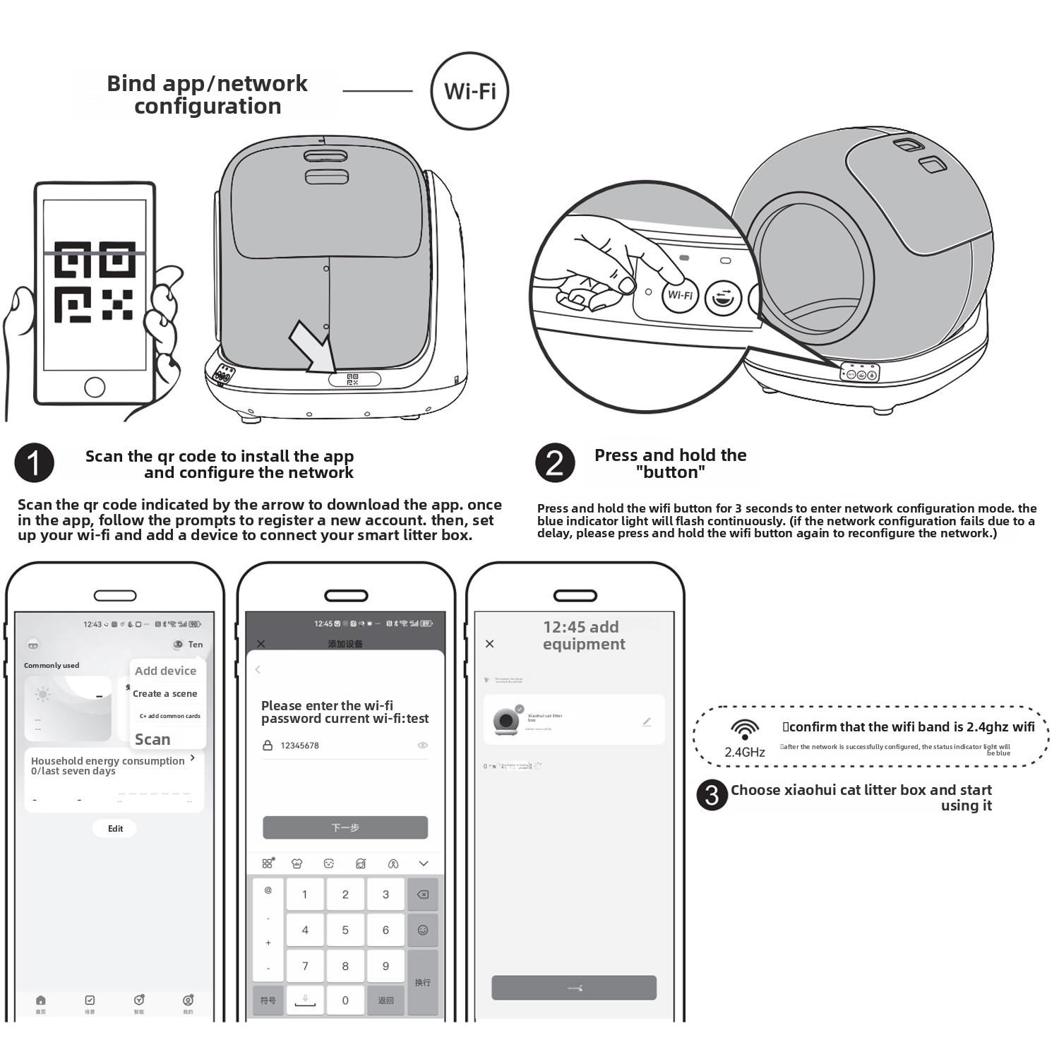 Smart app-controlled cat litter box, fully automatic, extra-large, anti-splash, enclosed cat toilet