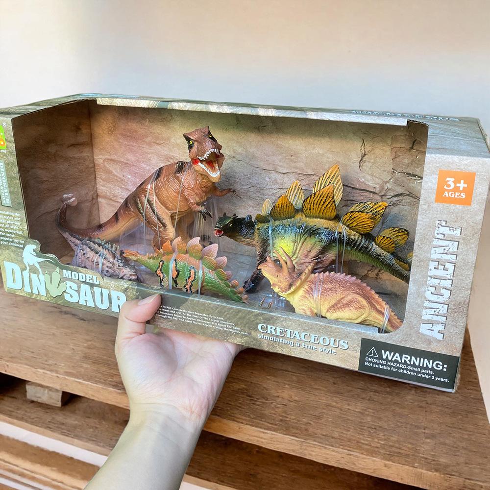 6PCS New Realistic Dinosaur Model Toy Set T-Rex Pterosaur Triceratops Mixed Styles Gift Box
