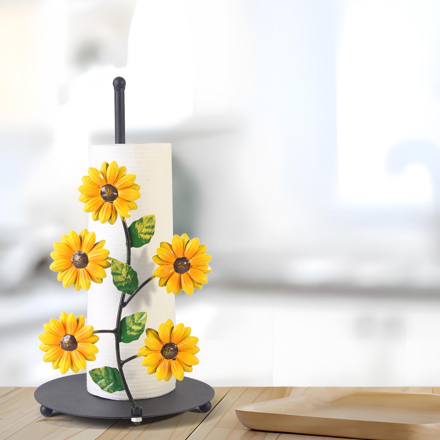 Sunflower Design Paper Towel Holder, 1 Box Iron Paper Towel Storage Rack, Roll Paper Holder, Home Decor for Kitchen Bathroom