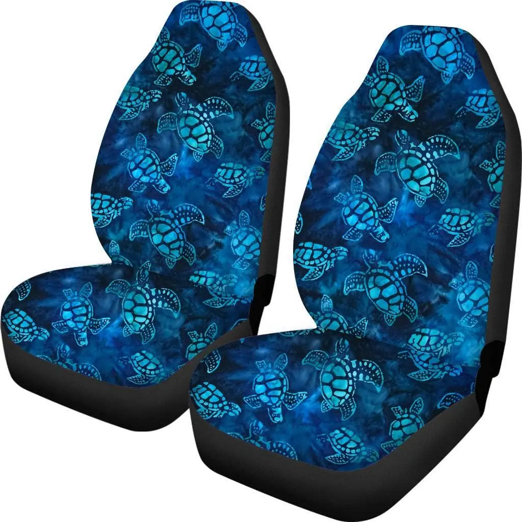 Ocean Sea Turtles Watercolor Blue Front Car Seat Covers Set of 2 for Turtles Lovers, Vehicle Seat Protector Car Mat Covers, Fit Most Vehicle, Cars, Sedan, Truck, SUV, Van