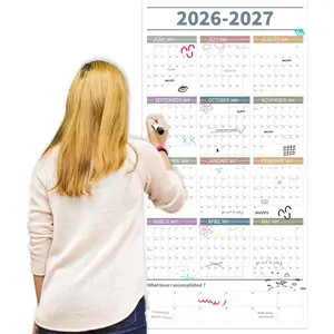 Large Yearly Wall Calendar 2026-2027, Full Year Calendar  Page, Jun. 2026- May 2027, Annual Wall Calendar 2026, 24"X 48" Wall Calendar 2026 Large with  Stickers