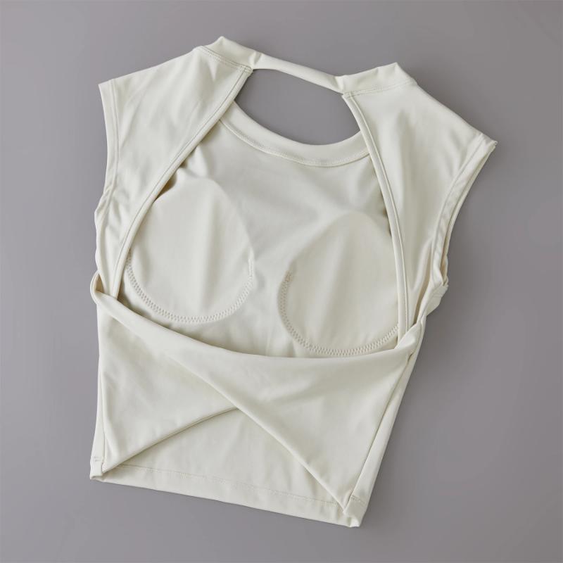 fitness clothes Yoga Short Sleeved Women's Fixed Chest Pad Sexy Backless Short Sports TShirt Sexy Yoga Tops Waist Slimming Fitness Vest Workout Activewear Volleyball Uniform