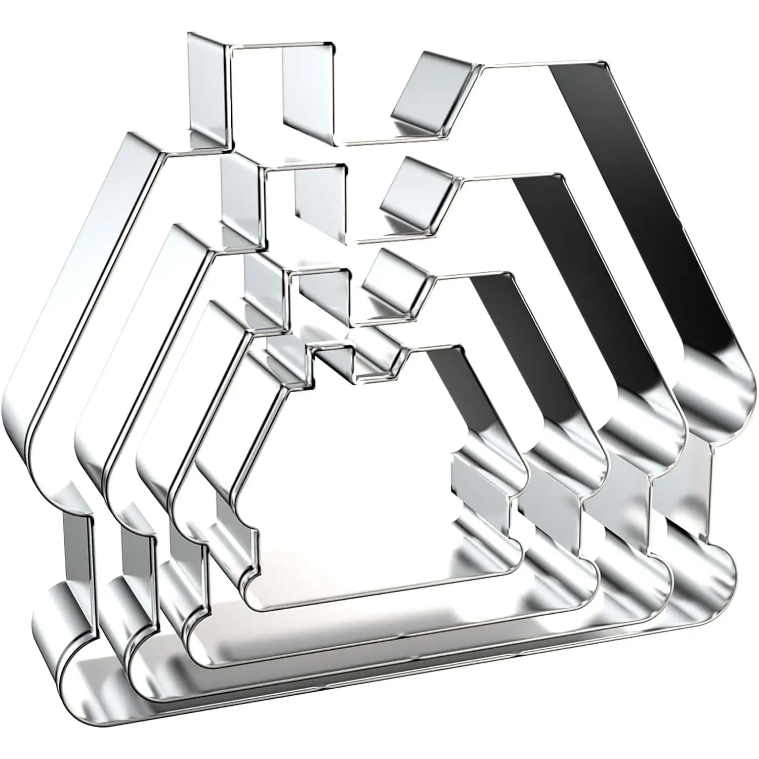 Gingerbread House Cookie  Set with Chimney Large - 5 Inch, 4 Inch, 3 Inch, 2 Inch - Christmas Gingerbread Cottage Cookie Cutters Shapes Molds - Stainless Steel