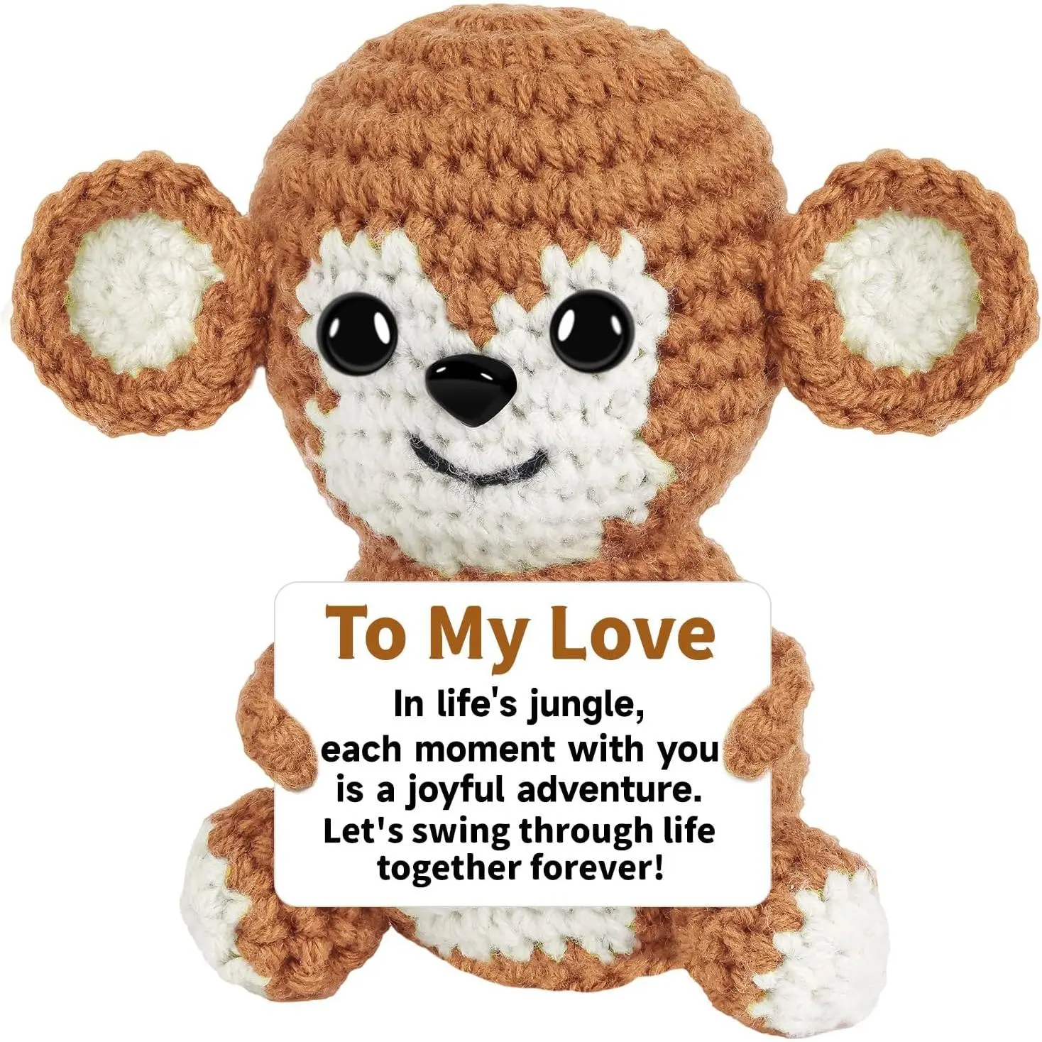 Postive Stuffed Monkey Crochet  Gifts for Women and Men - Emotional Birthday Anniversary Easter Father Mother’s Day Thank You  Present Funny  for Him/Her/Boyfriend/Girlfriend
