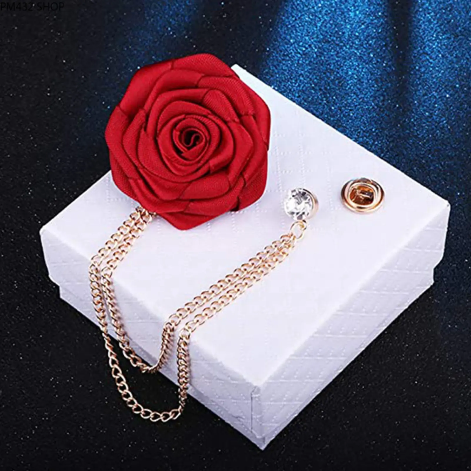 Men's Wine Red Rose Flower Tassel Chain Brooch, Formal Suit Lapel Pin, Wedding Fashion Costume Jewelry Accessory