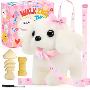 Perfect Gift for Easter, Christmas, and Birthday Celebrations - Plush Interactive Puppy Toy with Electronic Walking Barking Dog - Tail Wagging Action, Leash and Bow