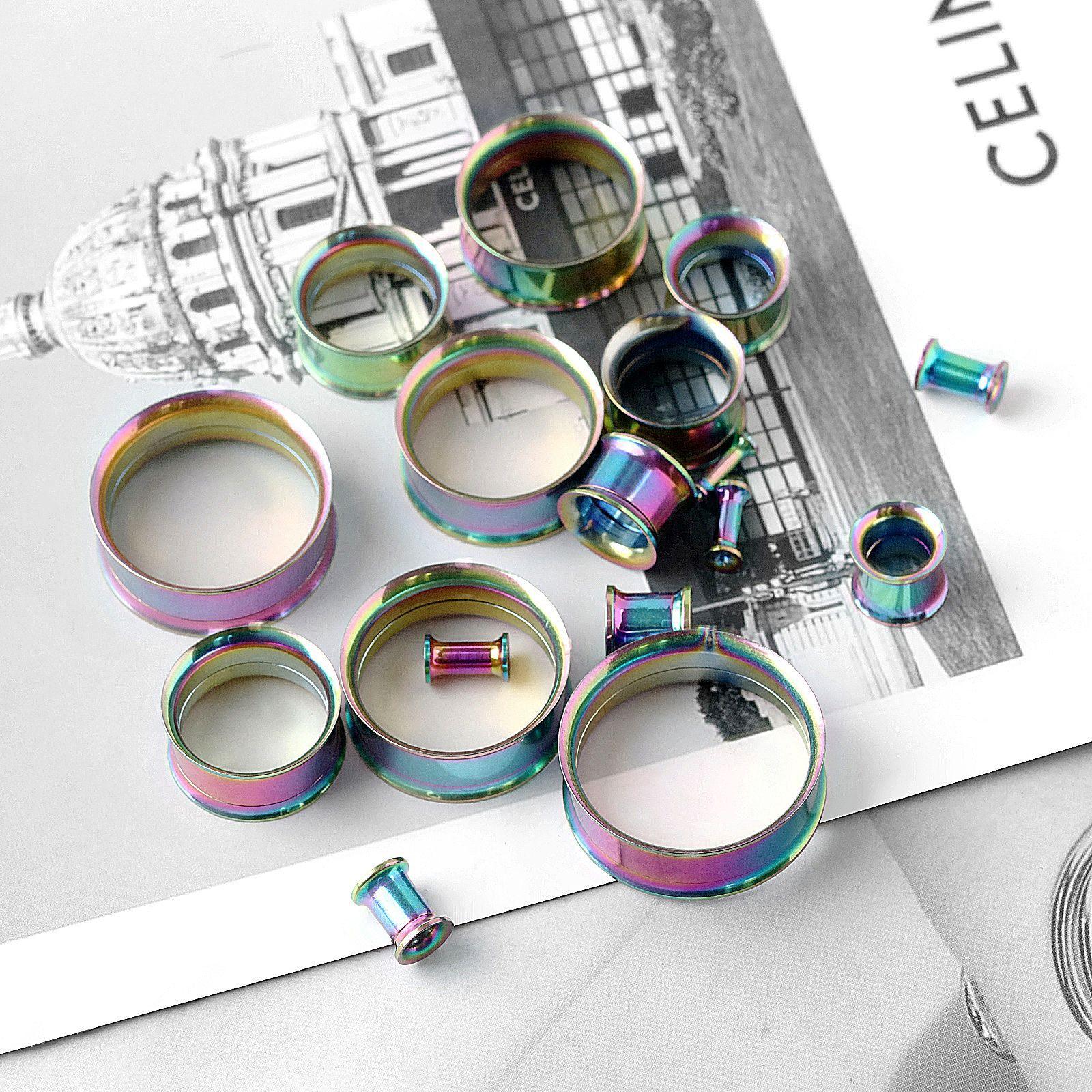 316L Stainless Steel Double Flared Ear Gauges Set, 2G-00G Ear Tunnels Plugs, Hypoallergenic Ear Stretching Jewelry for Women Men