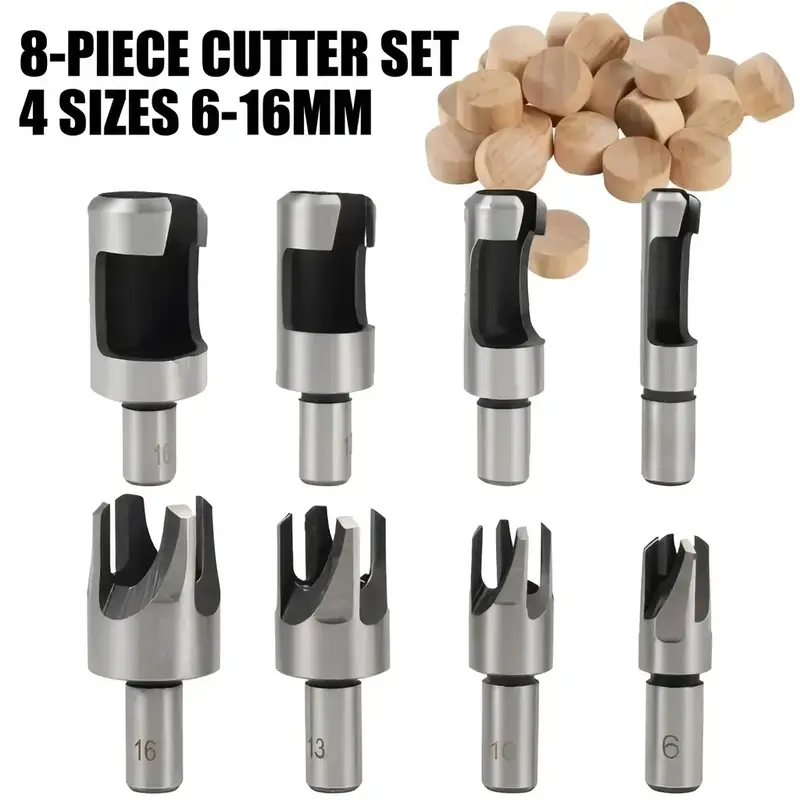 Wood Auger Drill Bit Set, Wood Plug Cutters Set, Straight & Cone Type Woodworking Drill Bit Set, Power Tool Accessories for Woodworking & DIY, Drill Attachment, Drill Bit Kit, Cutting