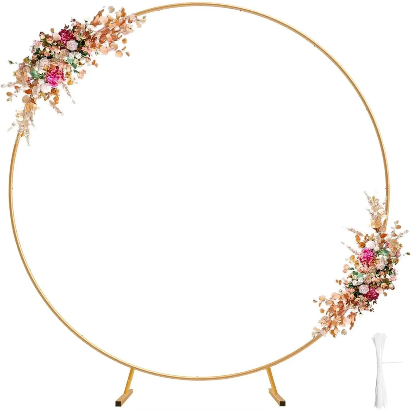 6.9ft Round Backdrop Stand Circle Arch Frame, Golden Metal Balloon Arch Stand Kit for Wedding Birthday, Balloon Ring Base & Photo Backdrop Decor