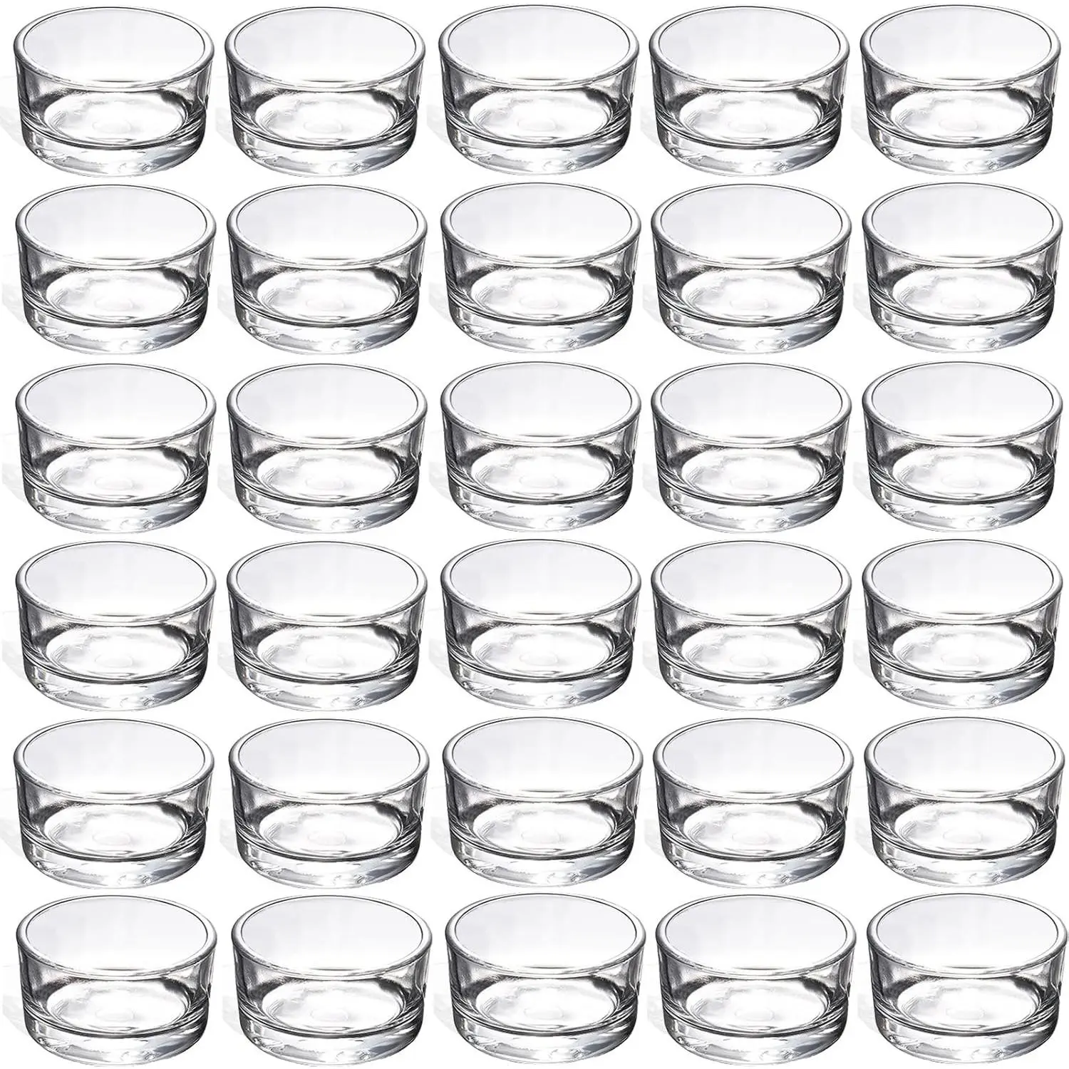 30 PCS Small Clear Glass Tealight Candle Holders, Bulk Tealight Holders for Weddings Parties Dinner, Fits 1.5" Tealight, Perfect for Home Decor, Can Also Be Used as Candle Mould