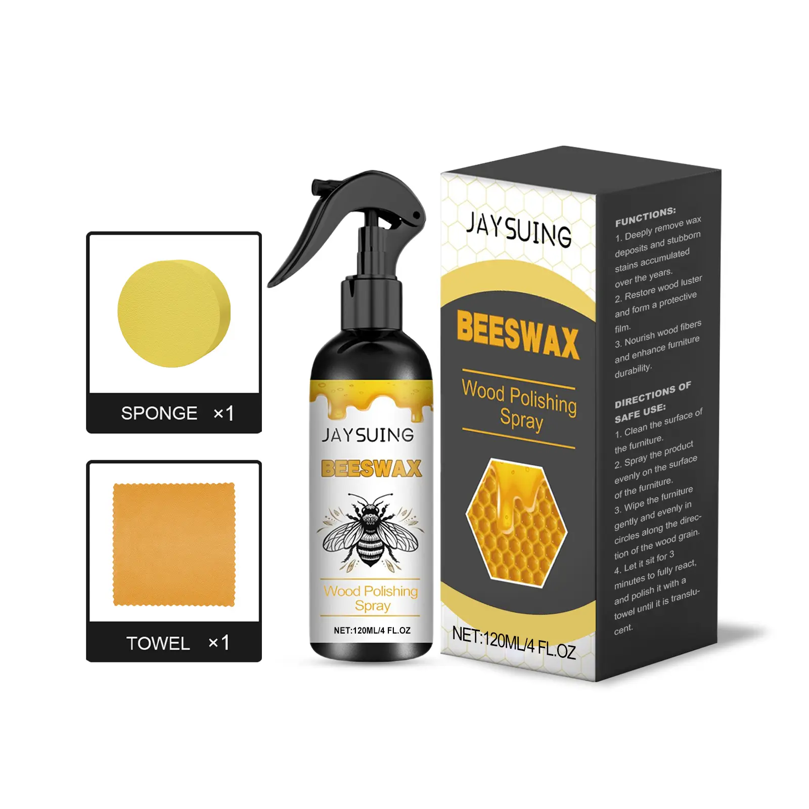 Jaysuing Furniture Beeswax Polishing Spray Wood Polishing Scratch Renovation Polishing Furniture Care Spray
