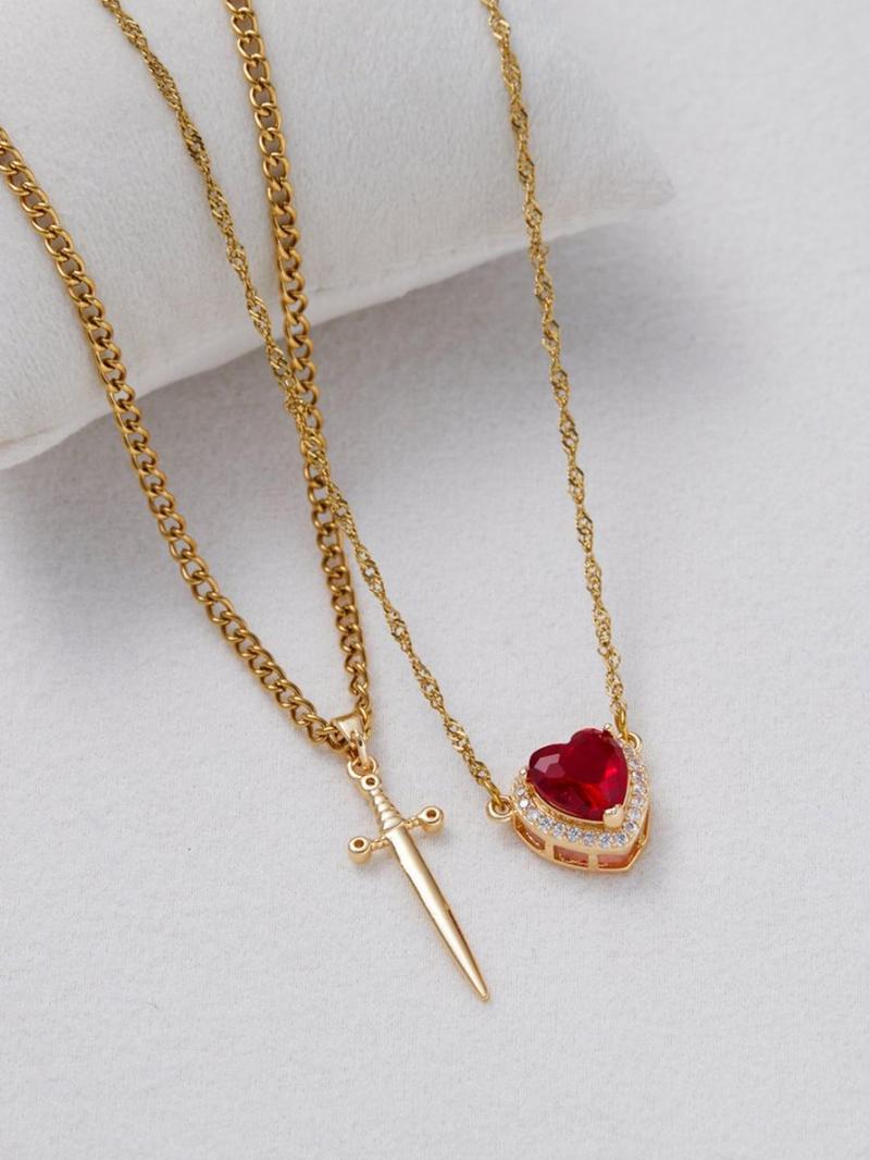 Heart Shaped Pendant Necklace Set, Fashion Jewelry for Party, Daily Clothing Decor, Trendy All-match & Exquisite Jewelry for Birthday Gift, Love Heart Necklace, Daily Wear Necklace