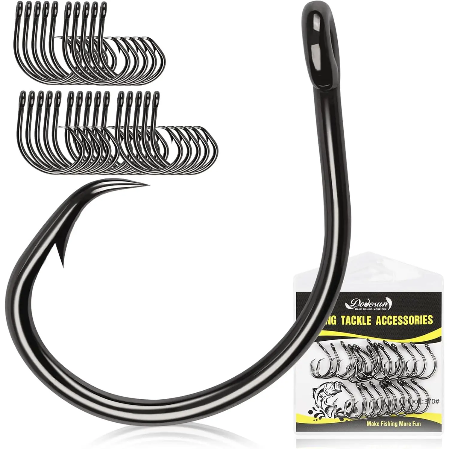Circle Hooks Saltwater 20-25pcs, 3X  Circle Fishing Hooks for Catfish in-line Catfish Hook for Striper, Mackerel, Bass, Tuna 3/0 4/0 5/0 6/0 7/0 8/0 9/0 10/0 12/0