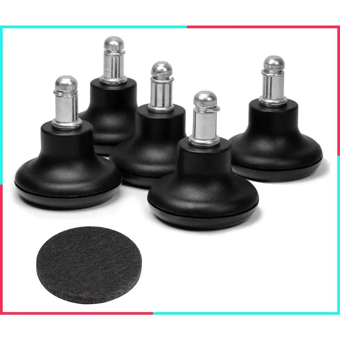 5-Pack Low Profile Bell Glides Replacement Office Chair Feet Wheel Stoppers