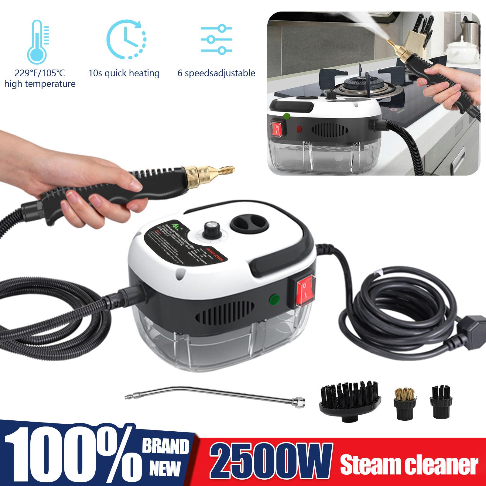 2500W Handheld High Temp Steam Cleaner | Heavy Duty Steam Machine for Car Detailing, Auto Interior, Engine & Home Cleaning | Multi-Surface Deep Cleaner with 105°C High Pressure Steam & 4 Accessories | Chemical-Free